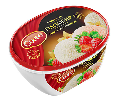 Мороженое "Соло" Пломбир ванильно-клубничный